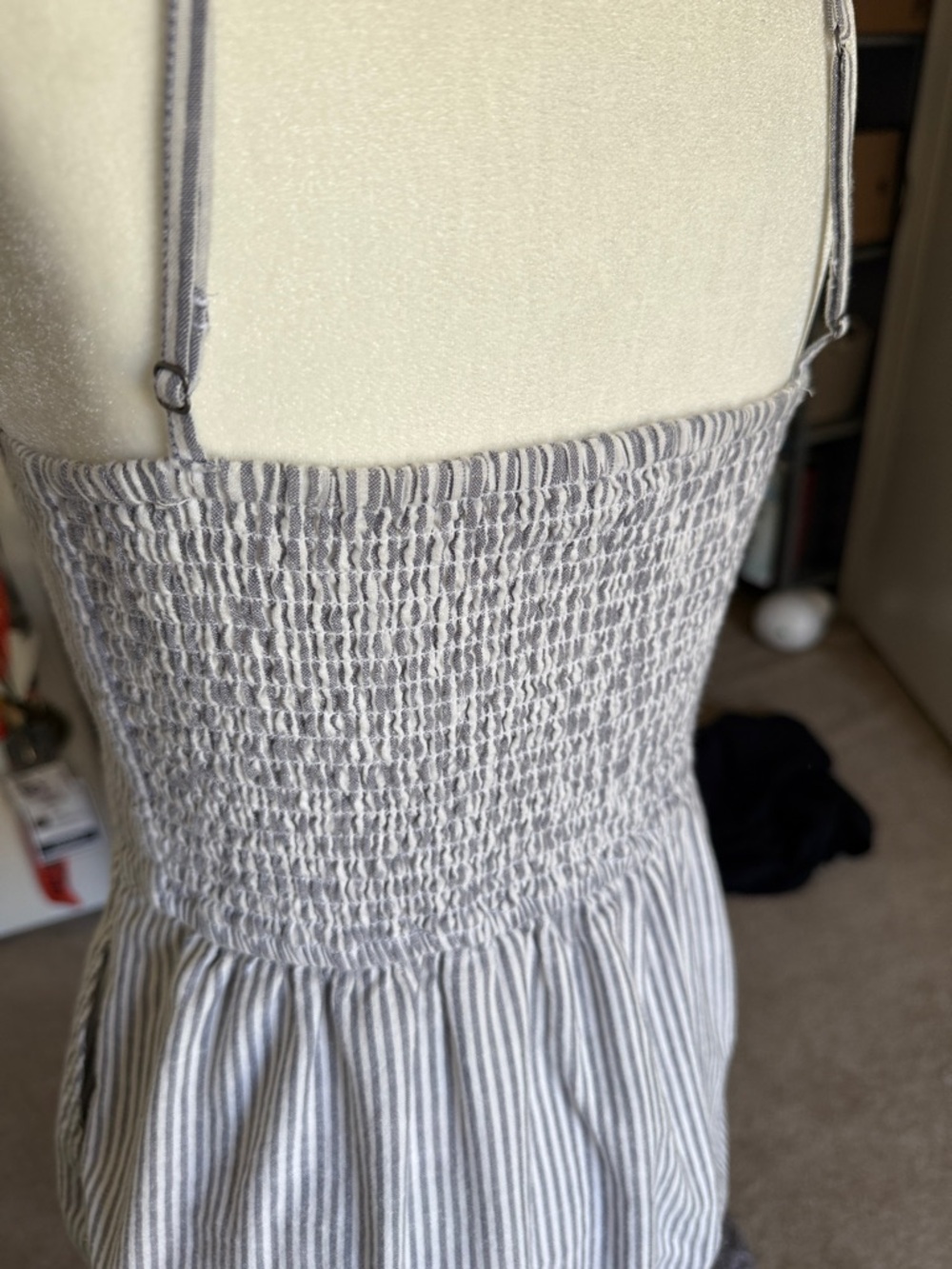 Abercrombie Striped Button-Front Tie-Top Sundress - Gray & White - Picture 5 of 7